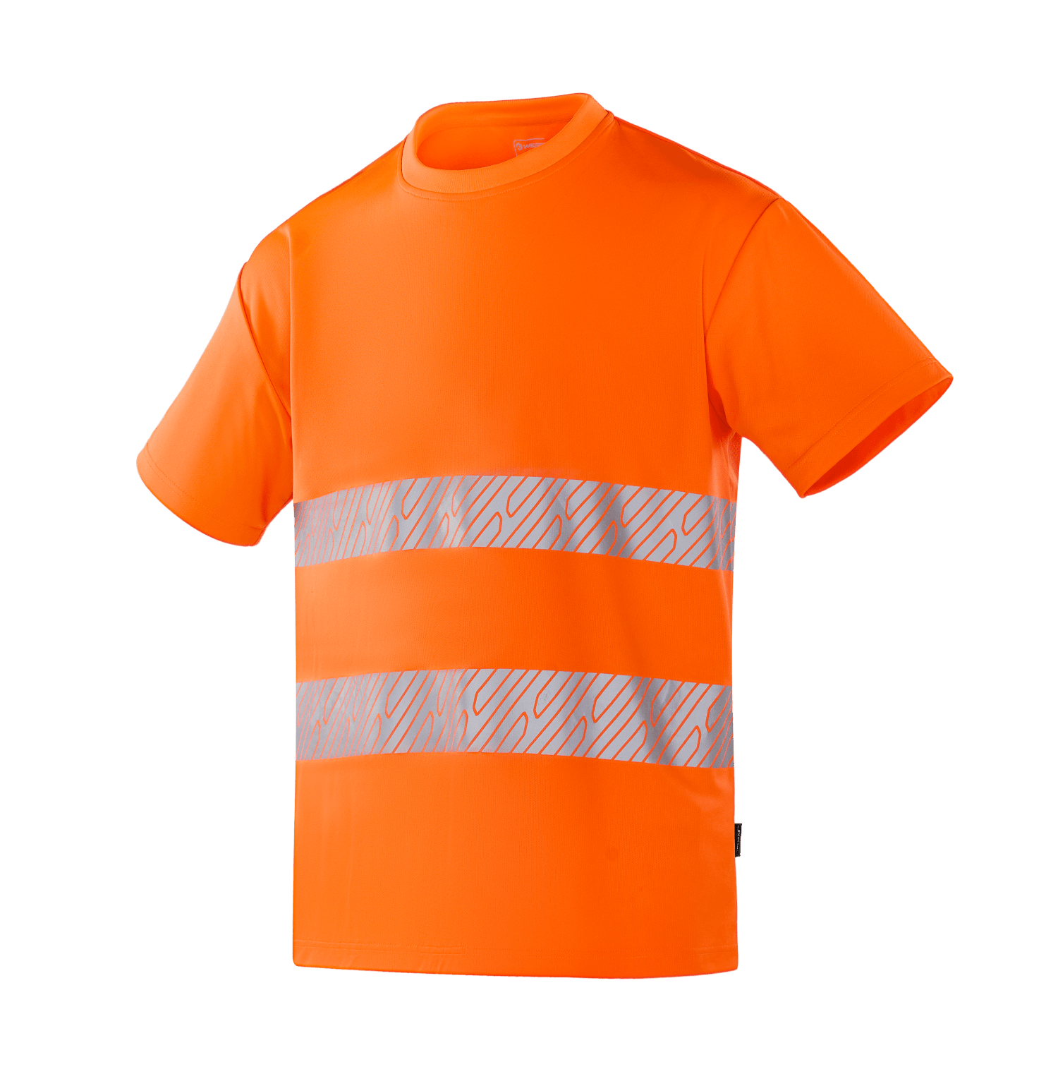 Hi-vis orange WT203 MALAGA short sleeve T-shirt for safety visibility, polyester breathable fabric